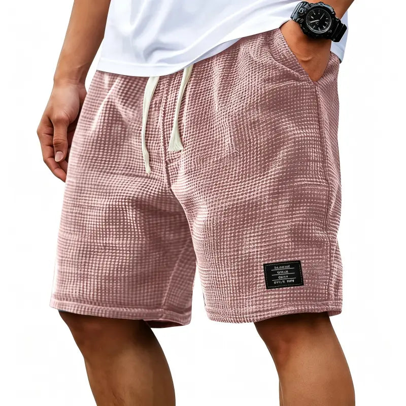 Men's 2-Pack Waffle Casual Shorts (Loose Fit, Solid Color)