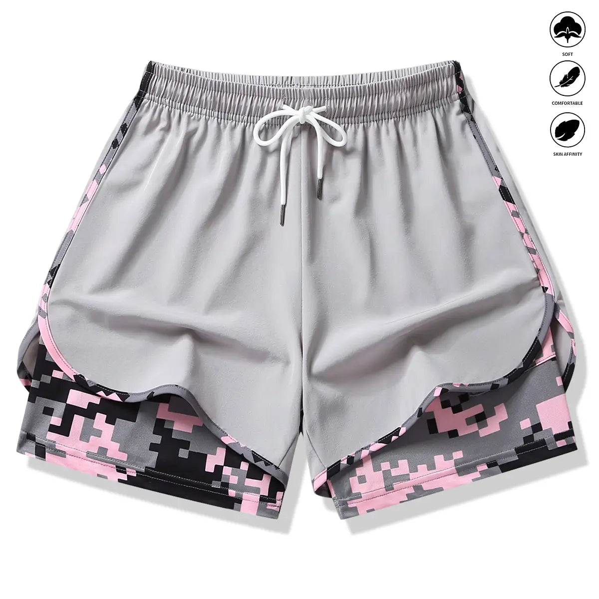 [3-Pack] Women's Athletic Shorts with Liner: Elastic Drawstring Running Shorts