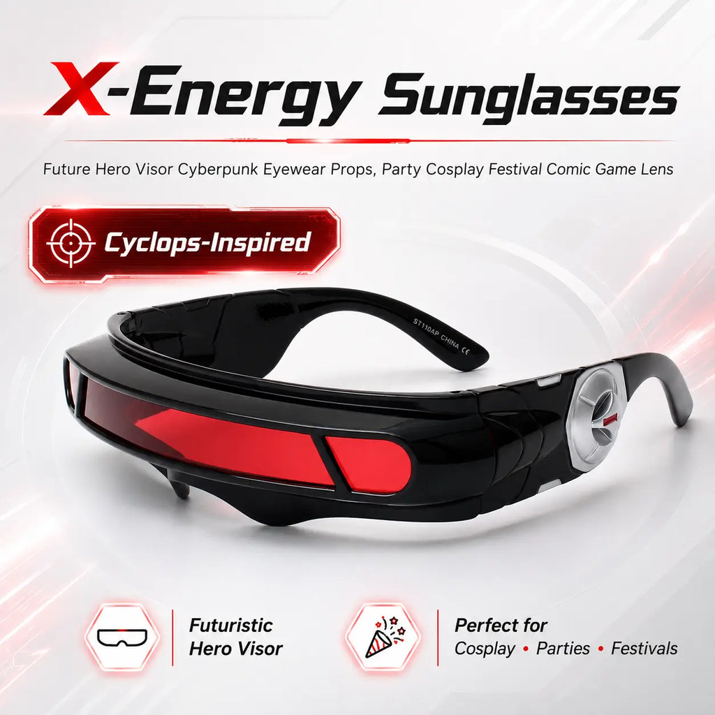 X-Energy Sunglasses Cyclops Future Hero Visor Cyberpunk Eyewear Props, Party Cosplay Festival Comic Game Lens Halloween Costume