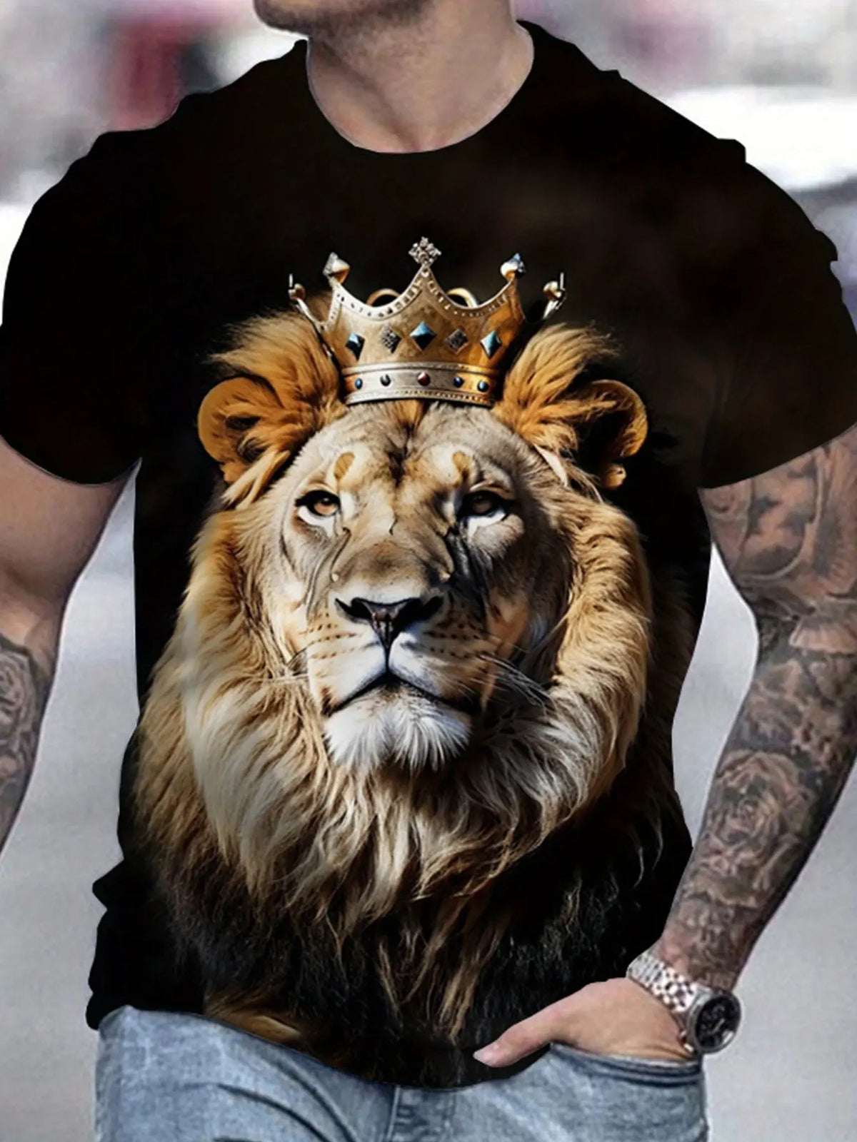 Men's Panther Graphic Short Sleeve Fitted Tee, Casual Streetwear, Trendy Cool Design, Essential Fashion Top for All Seasons