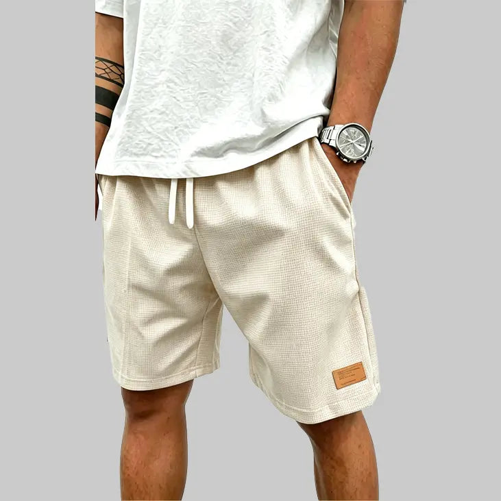 Men's Casual Waffle Athletic Shorts with Drawstring (Loose Fit/Breathable)
