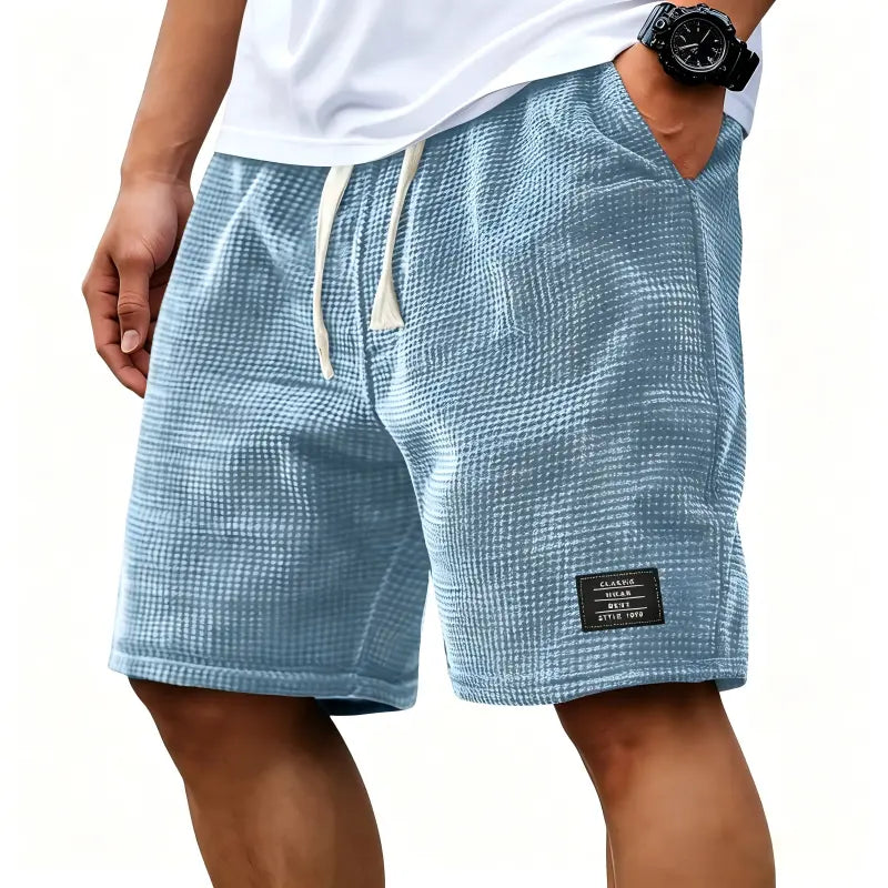Men's 2-Pack Waffle Casual Shorts (Loose Fit, Solid Color)