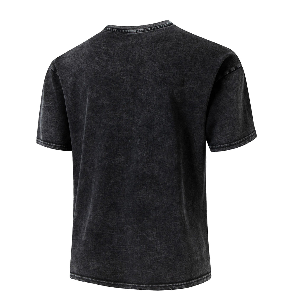 4-pack men’s 100% pure cotton vintage washed T-shirts for couples, casual fashion that matches any outfit—new unisex crew-neck short-sleeve tops suitable for outdoor sports, everyday wear, and street outings.