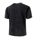 4-pack men’s 100% pure cotton vintage washed T-shirts for couples, casual fashion that matches any outfit—new unisex crew-neck short-sleeve tops suitable for outdoor sports, everyday wear, and street outings.