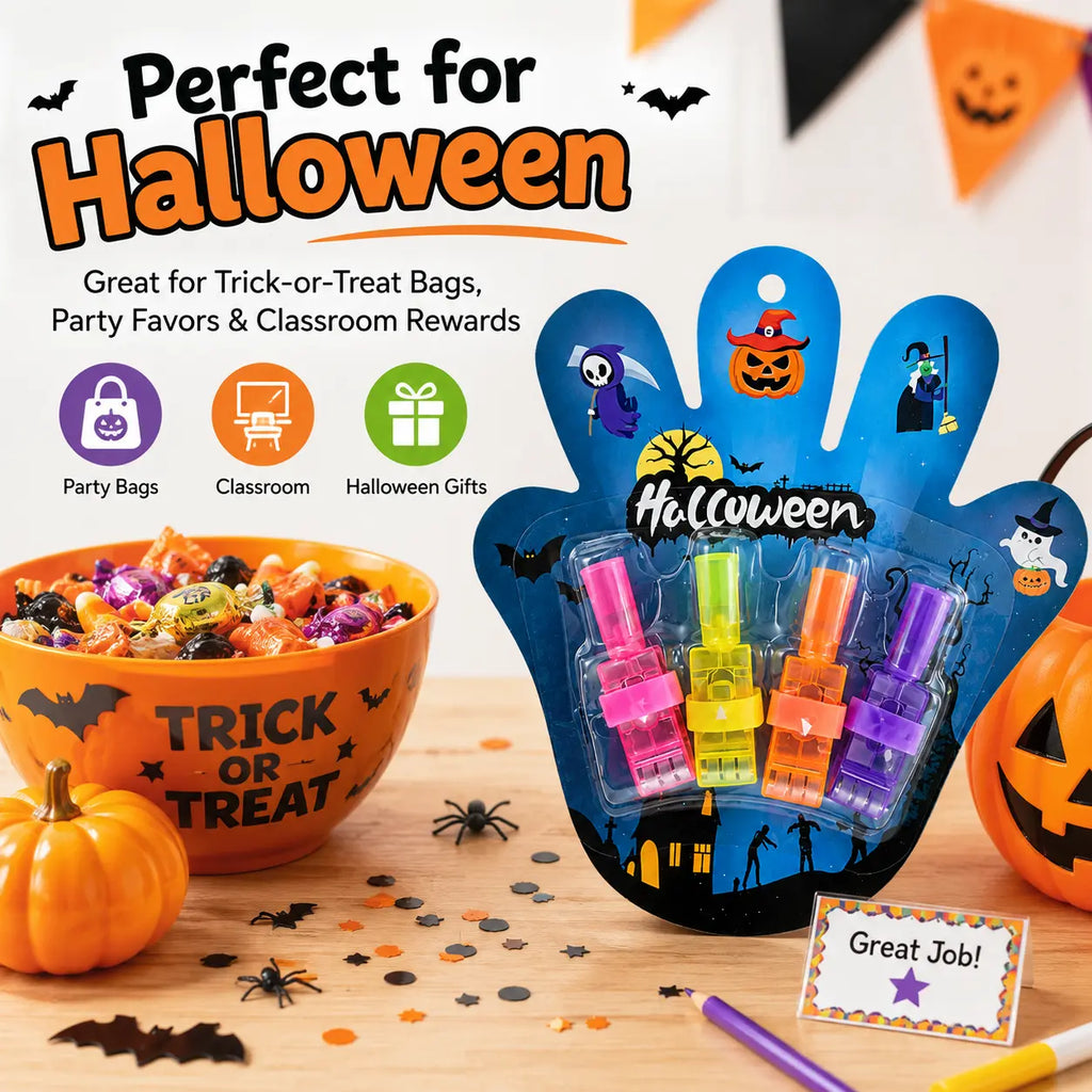 Halloween Finger Projector Rings, LED Light-Up Finger Toys, Random Pattern Assortment, Spooky Projection Party Favors for Kids, Trick-or-Treat Goodie Bag Fillers & Halloween Party Supplies