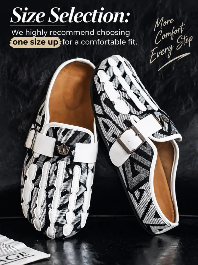 Men's Bohemian Print Mules, Mule Slides, Comfortable Slip-On Sandals, Adjustable Buckle, Soft Insole, Ideal for Daily Wear, Casual Footwear