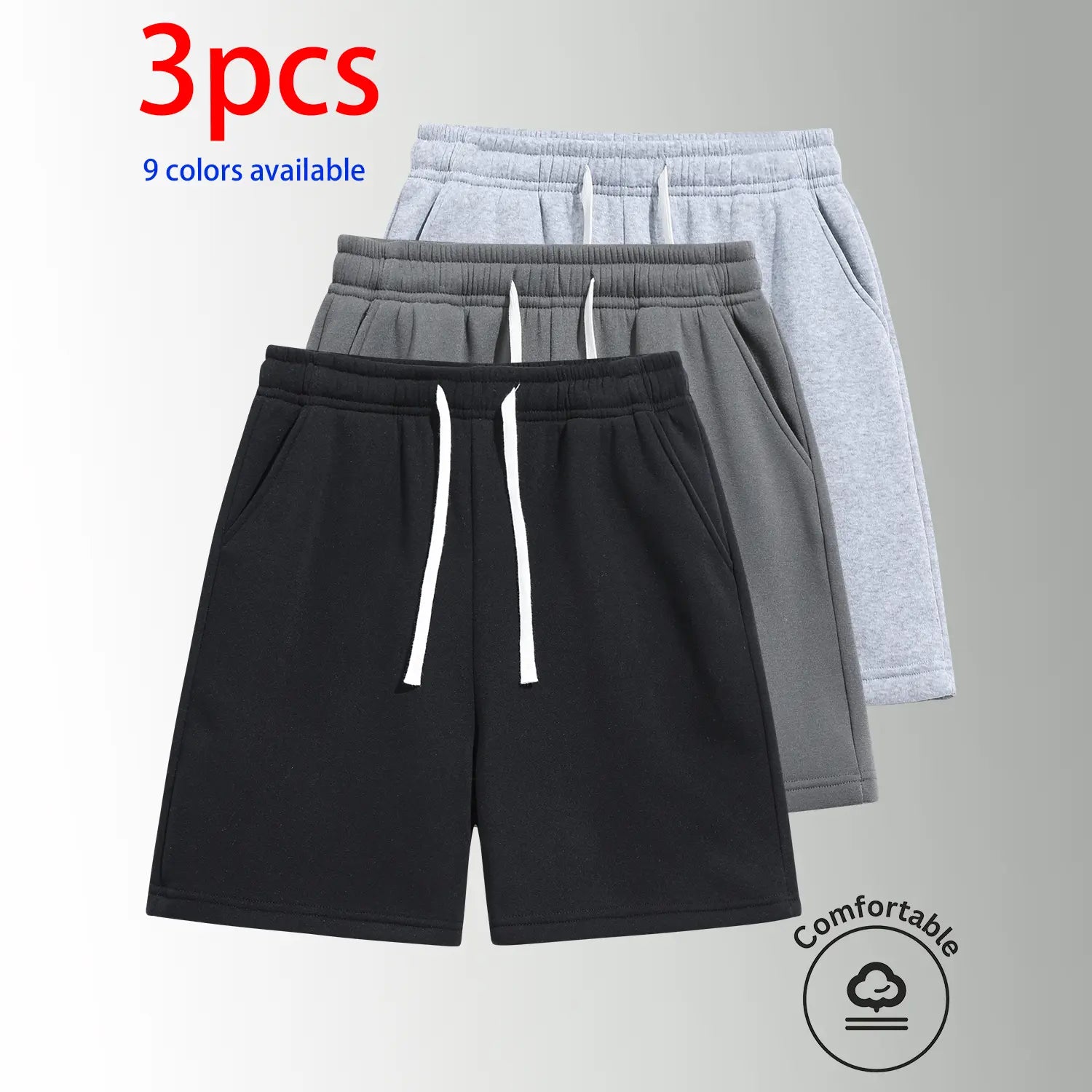 Unisex 3-Pack 5-Inch Drawstring Athletic Shorts: Breathable Running & Casual Shorts