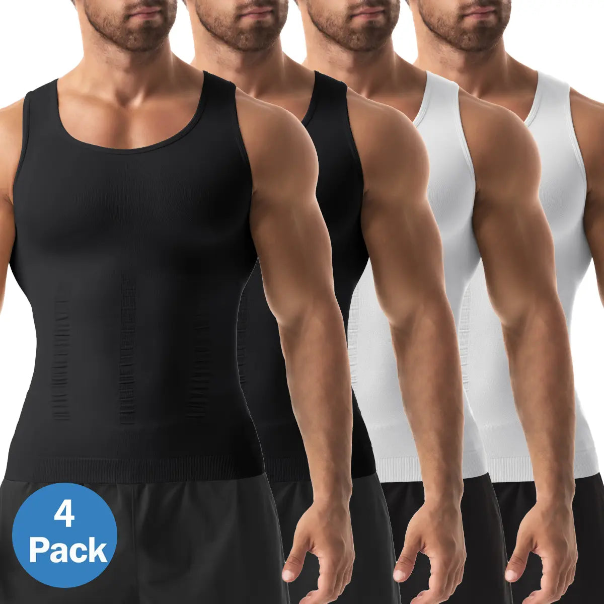 1/2/3/4 Pack Menswear Shapewear Compression Tank Top Daily Casual Undershirt Tummy Control Workout Underwear Shirt Body Shaper Breathable Elastic Soft Stretchy Fabric Sports Sleeveless Fitted