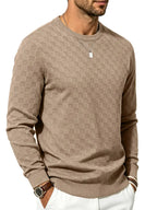 4-Pack Men's Plaid Knit Sweatshirts, Textured Grid Pattern Long Sleeve, Soft Lightweight Casual Top, Ideal for Fall Winter Streetwear