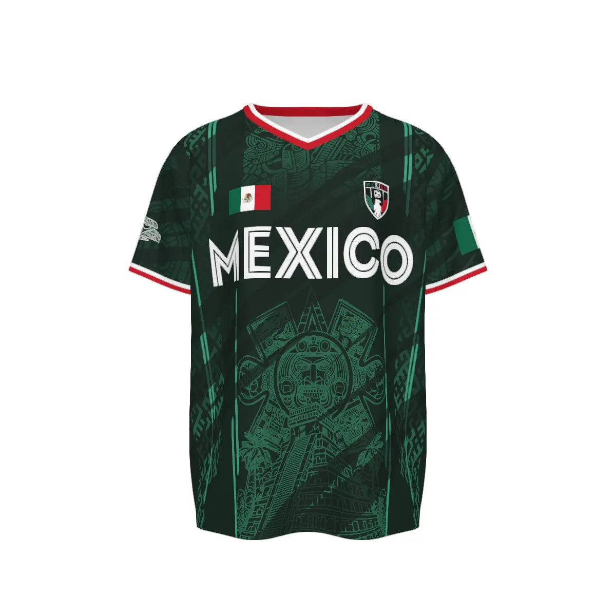 2026 Mexico Soccer Jersey,  Chichén Itzá Pyramid Graphic Retro Soccer Jersey, All over Print, Casual Style for All Seasons, Classic Throwback Jersey Sportswear Top