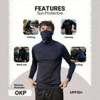 OKP 6-Piece Men's Casual Hoodie Pullovers Blue Black Light Gray Slim Fit Long Sleeve Lightweight UPF Sun Protection Soft Breathable Timeless Classic Versatile Machine Washable Comfort Multi-Occasion Wear Menswear Set Stylish Tops