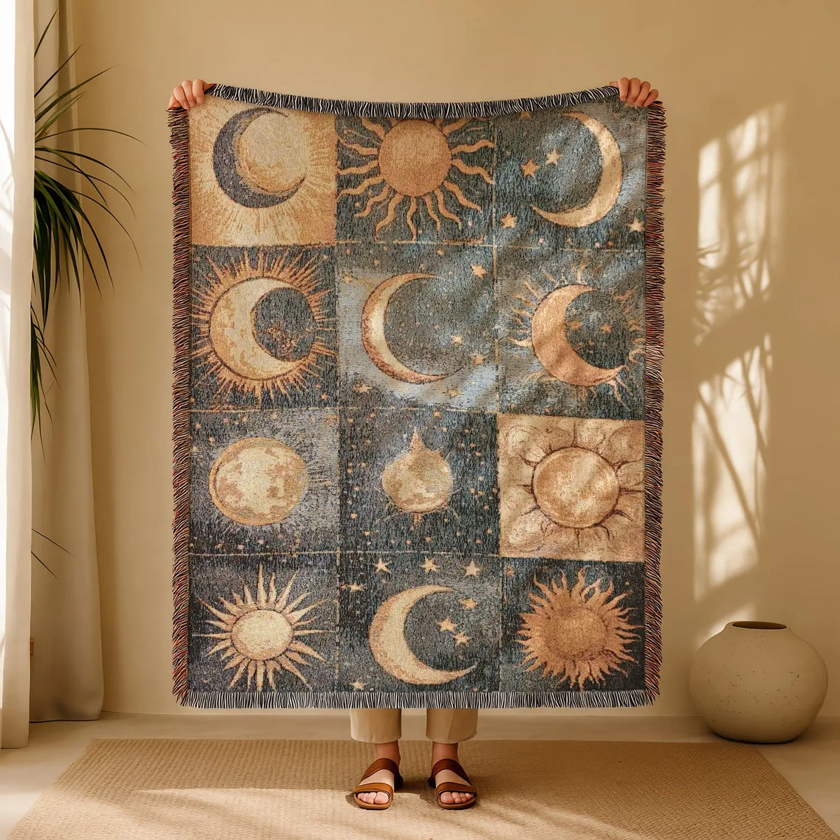 Multi-Function Geometric Tassel Throw Blanket & Sofa Cover