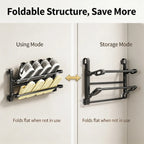 Foldable Wall-Mounted Shoe Rack, Space-Saving Plastic & Steel Hanging Slipper Holder, Compact Shoe Storage Organizer for Bathroom, Entryway, Closet, Bedroom, Door & RV