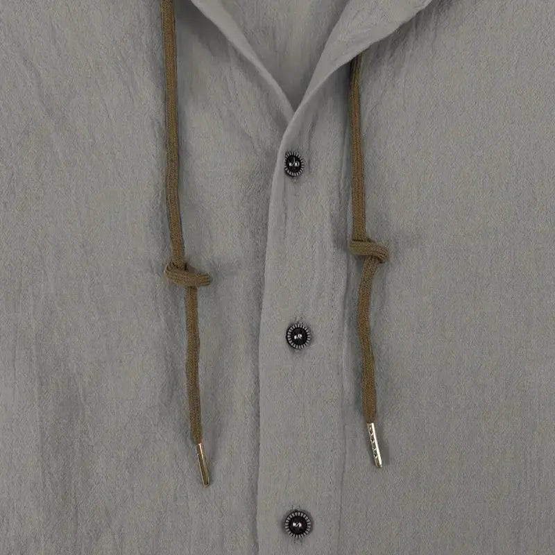 Men's 2-Piece Linen Washed Athletic Set - Stylish Plain Hooded Drawstring Sweatshirt, Loose Breathable Thin Fabric Wide-Leg Pants, Black + White Shortsleeve Casual Summer Menswear Sets, Men's 2 Piece Sets