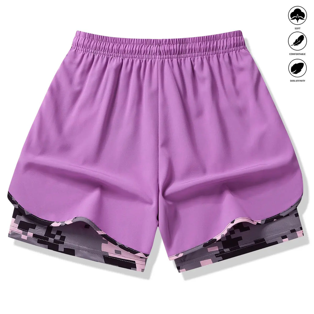[3-Pack] Women's Athletic Shorts with Liner: Elastic Drawstring Running Shorts