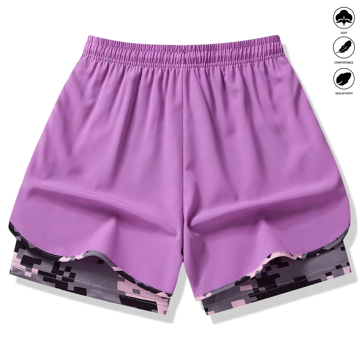 [3-Pack] Women's Athletic Shorts with Liner: Elastic Drawstring Running Shorts