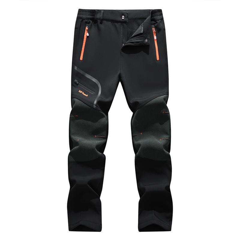 Men's Plain Polyester Fleece Insulated Thermal Pants - Heavy-Duty Waterproof Softshell, Below-the-Ankle, Heat-Reflective, Zip Pockets, Cold Weather Male Clothing Clothes Products for Hiking, Adventure