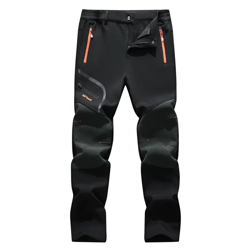 Men's Plain Polyester Fleece Insulated Thermal Pants - Heavy-Duty Waterproof Softshell, Below-the-Ankle, Heat-Reflective, Zip Pockets, Cold Weather Male Clothing Clothes Products for Hiking, Adventure