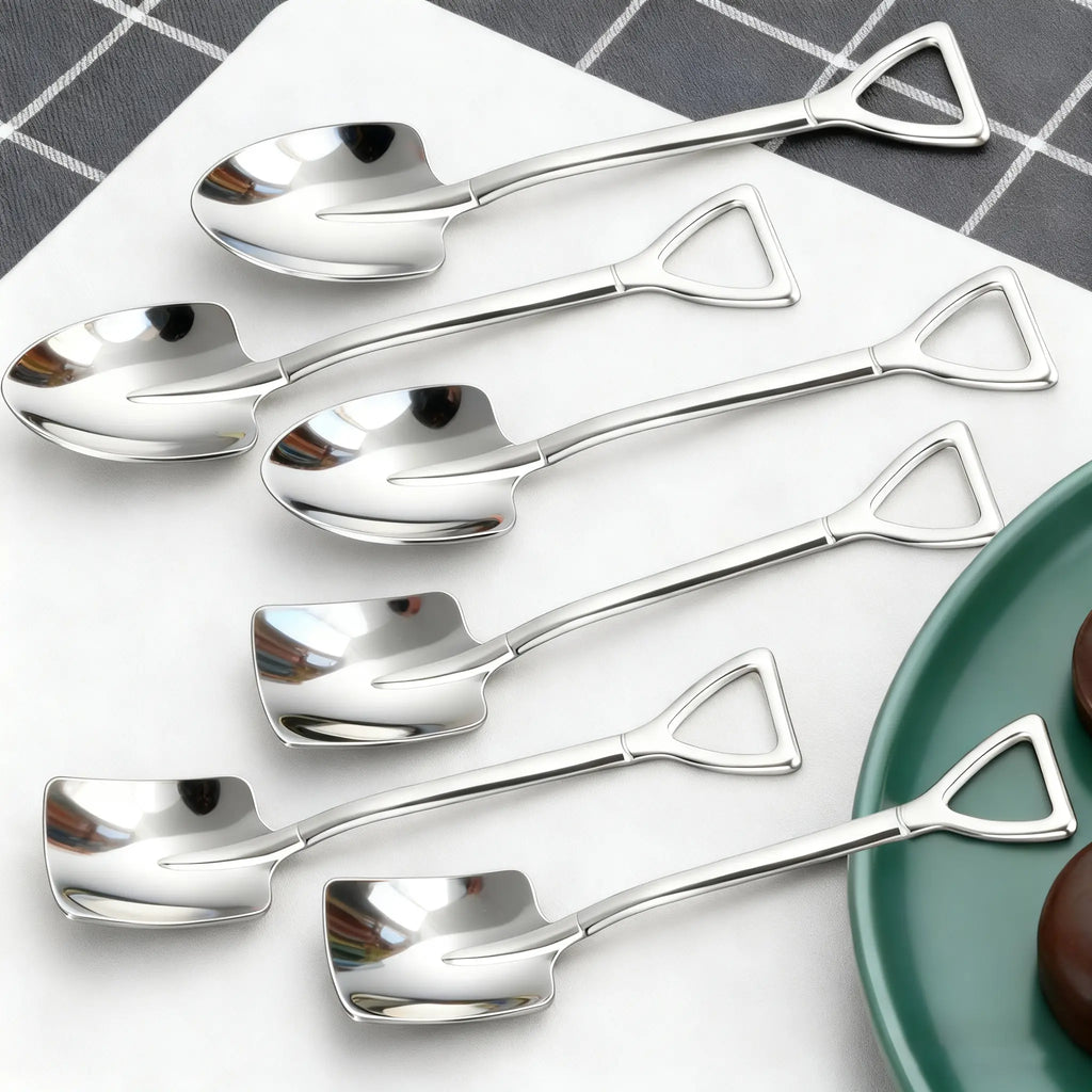 Retro Stainless Steel Spoon & Fork Set (Square/Pointed/Dessert/Ice Cream)