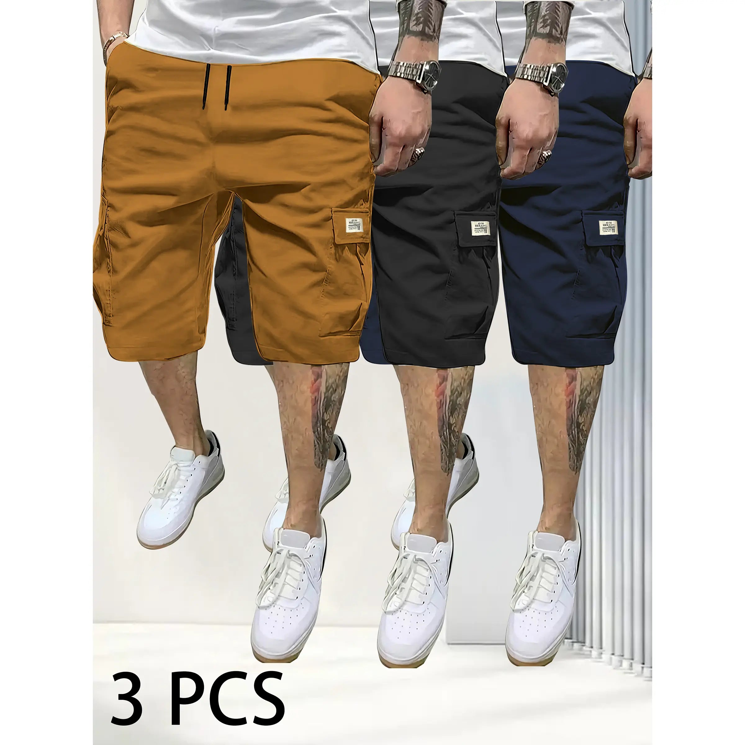 Men's 3-Piece Fitted Casual Shorts Set