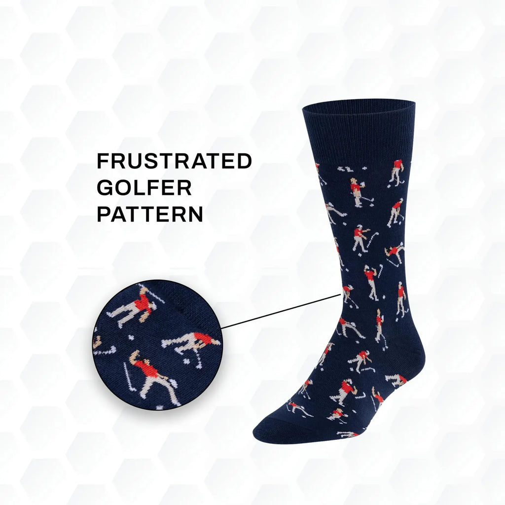 Golf Socks - Funny Angry Golfer Socks - 2 Pair per Pack - Size 10-13 Socks