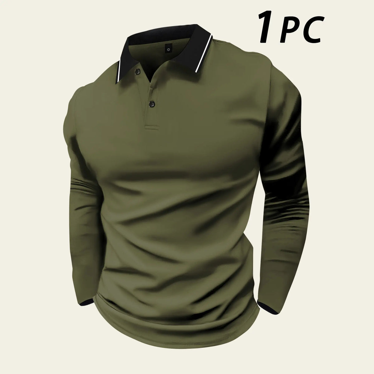 2-pack long-sleeved POLO shirt lapel T-shirt spring and autumn simple retro casual men's wear daily outdoor sports light business outdoor running wear tops