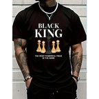 Men's Graphic T-Shirt with 'The Most Powerful Piece' Chess King Print, Breathable 100% Cotton Relaxed Fit Short Sleeve Tee