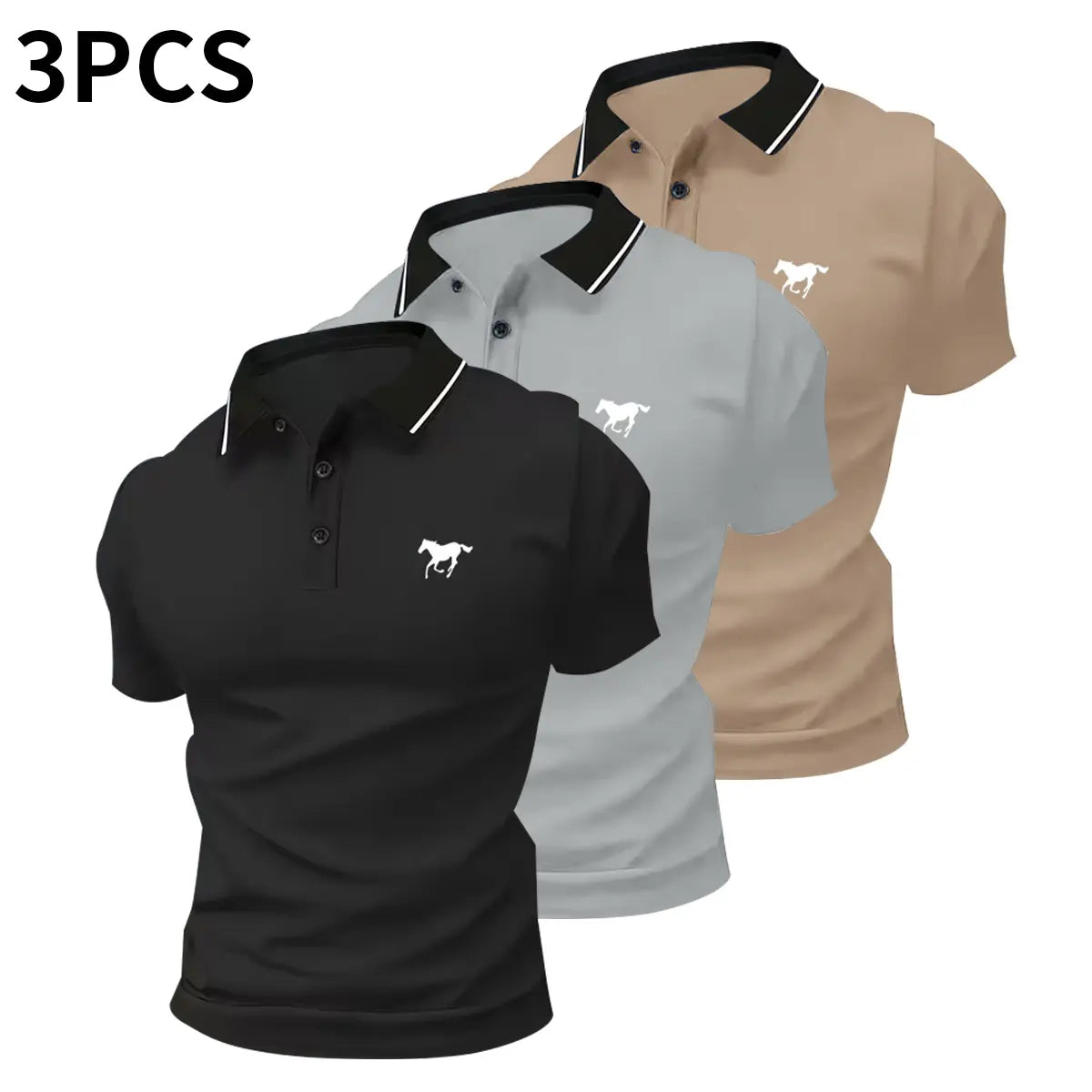 Men's Solid Color Short Sleeve Polo Shirt Set – Casual Golf & Business Top