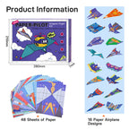 Leven DIY Paper Airplane Book, 16 Creative Folding Paper Planes with 48 Sheets of Colorful Origami Paper, Arts & Crafts Kit with Video Tutorials – Gifts for Boys and Girls Ages 6–12+ 11 * 8.3 inches