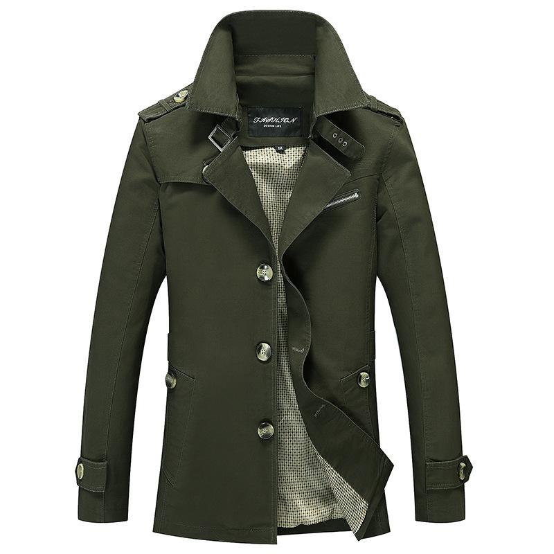Men’s Elegant Plain Long Pea Coat - Single-Breasted, Turn-Down Collar, Slim Fit Casual Outdoor Jacket, Mens Tops Outerwear for Office, Everyday Wear