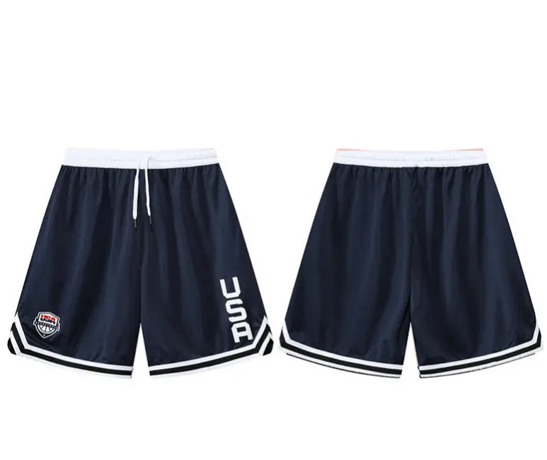 Men's 2-Pack Baggy Ice Silk Athletic Shorts, Loose-Fit with USA Letters All Over Print, Elastic Waist, Quick-Dry for Basketball & Gym, Machine Washable Men's Shorts, Fashion Apparel, Baggy Shorts