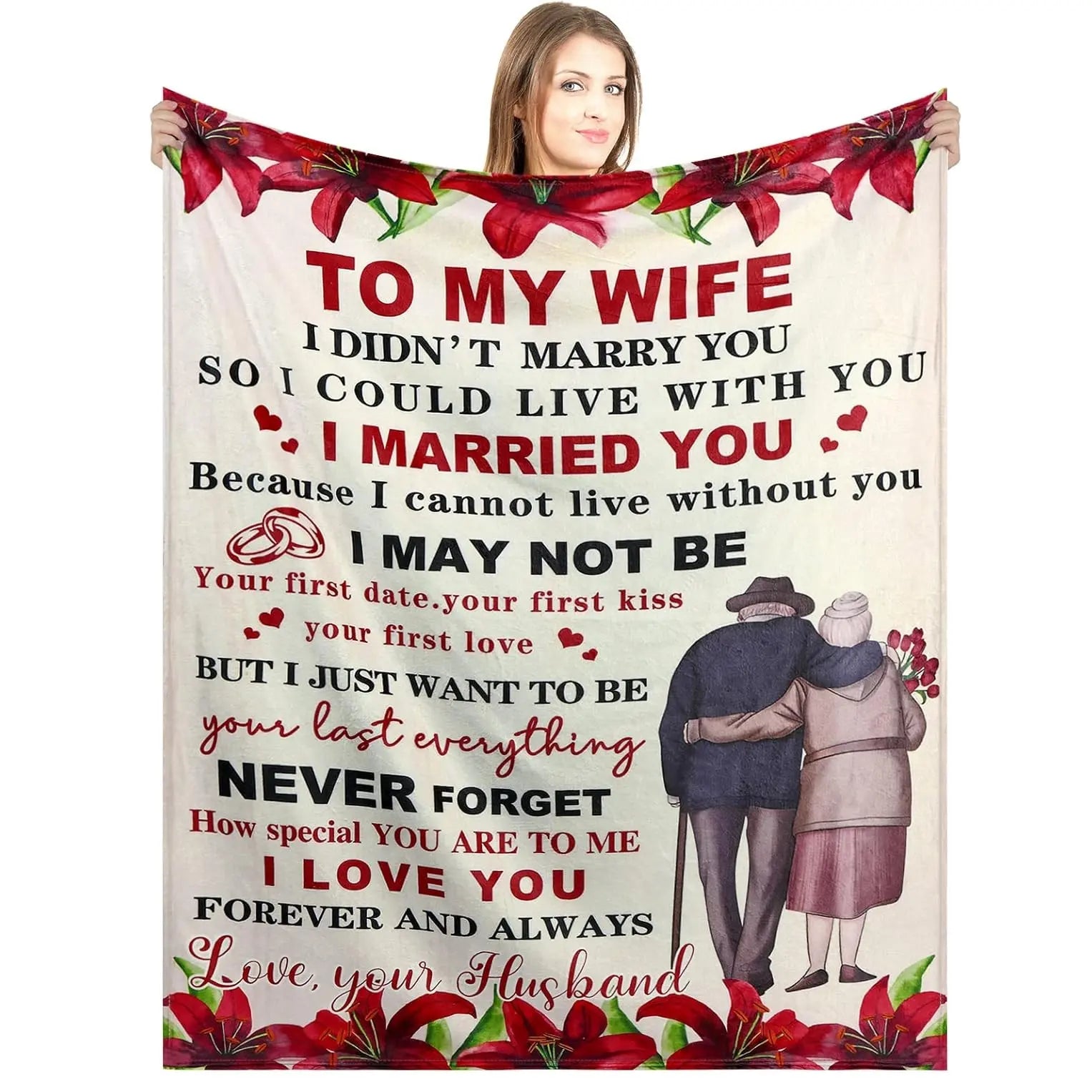 "I Love You" Romantic Blanket for Wife: Thoughtful Anniversary & Birthday Gift