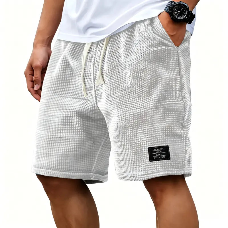 Men's 2-Pack Waffle Casual Shorts (Loose Fit, Solid Color)