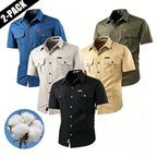 2-pack: summer outdoor casual short-sleeve work shirt with multiple pockets, lightweight design