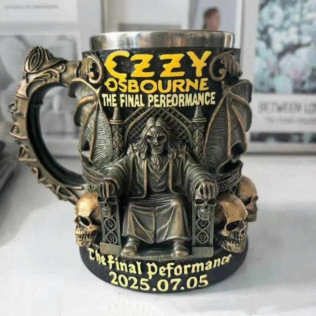 ozy  osborne Heavy Metal Skull Mug Made Of Resin Gift For Dad