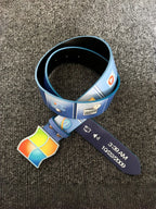Unisex Y2K Retro Windows Vista Belt, Four-Color Logo Alloy Buckle, Vintage Computer Desktop Print PU Waist Belt, Statement Belt, Printed Belt, PU Leather Belt
