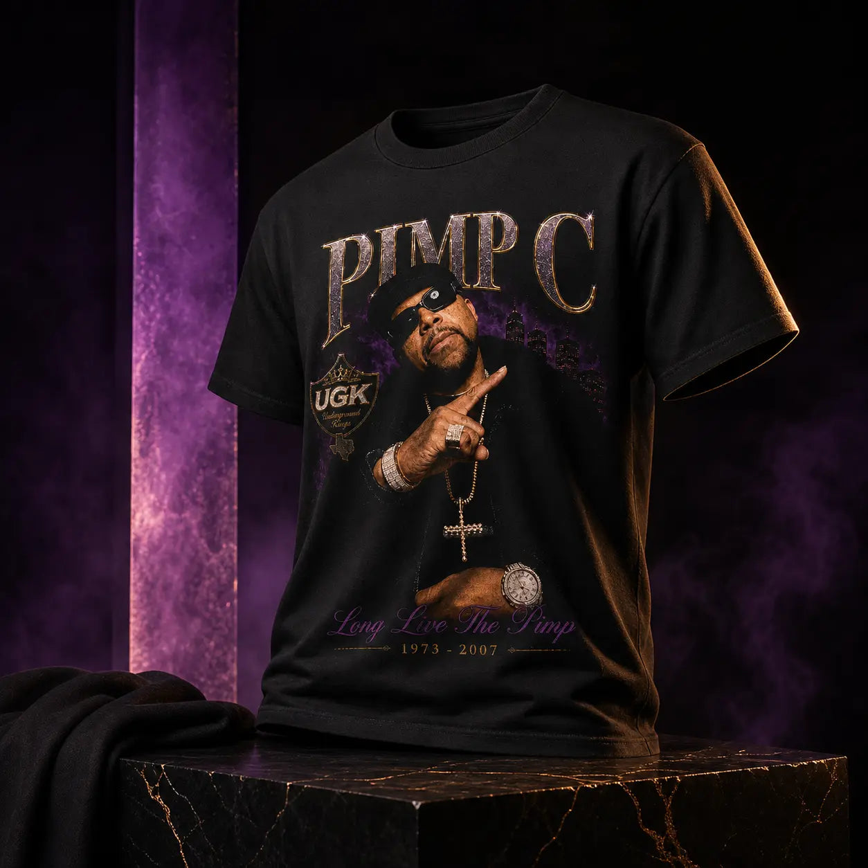 Pimp C "Long Live The Pimp" Graphic T-Shirt (Vintage Houston Rap UGK Streetwear)