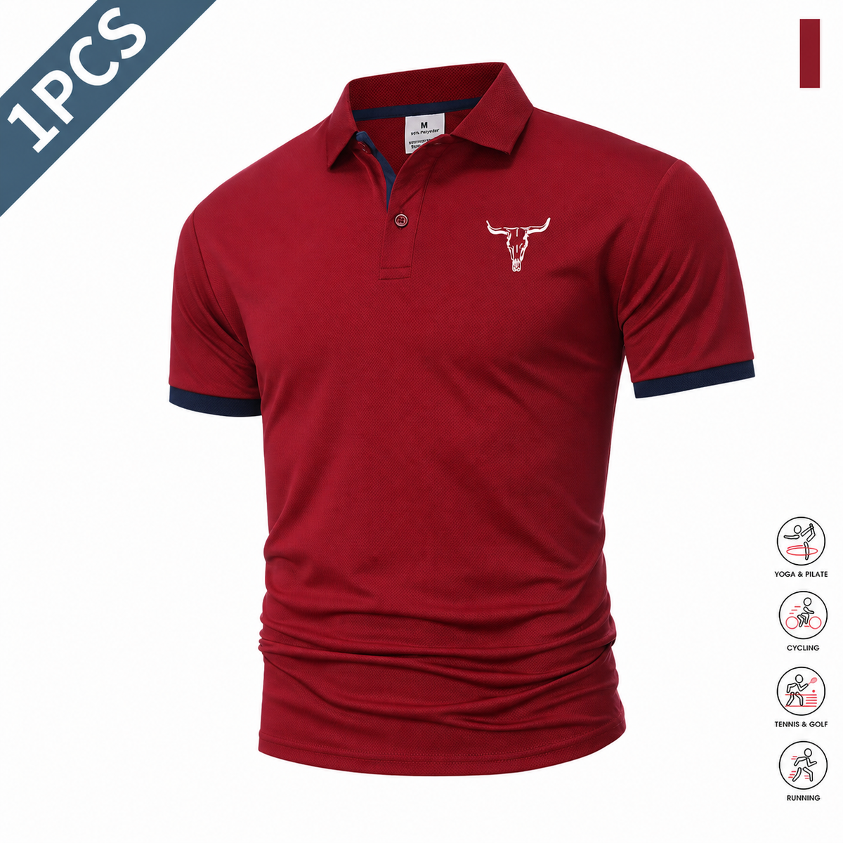 Men's Contrast Short Sleeve Polo Shirts 5-Pack (Quick-Dry/Golf/Tennis/Casual)
