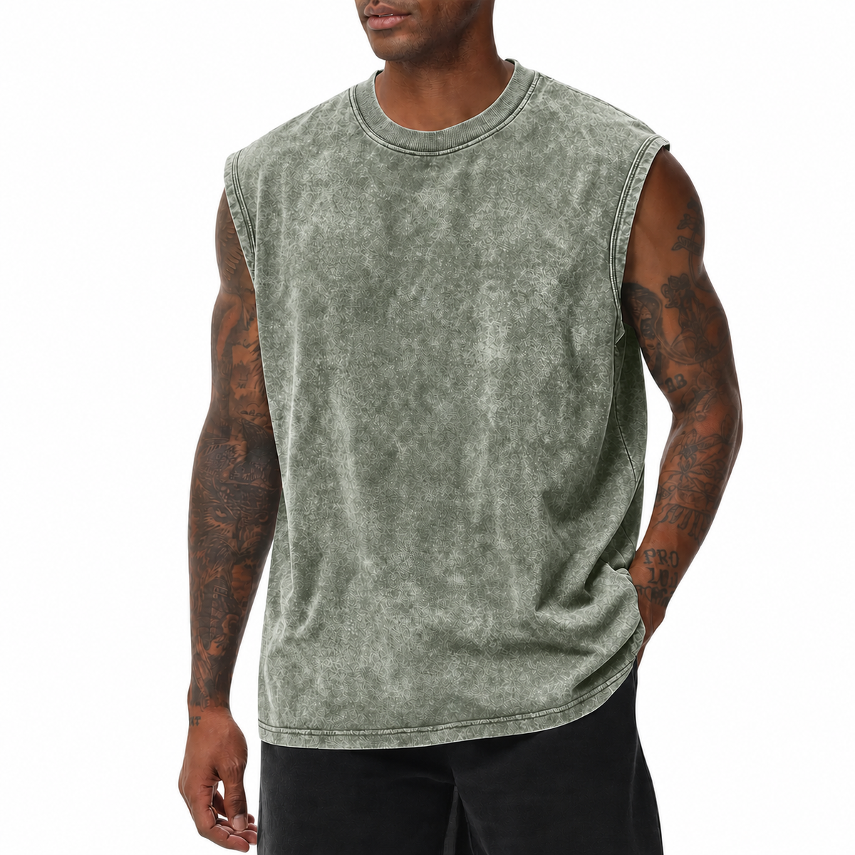 4-Pack Men's Vintage Acid Wash Tank Tops: Lightweight Casual Gym Vests