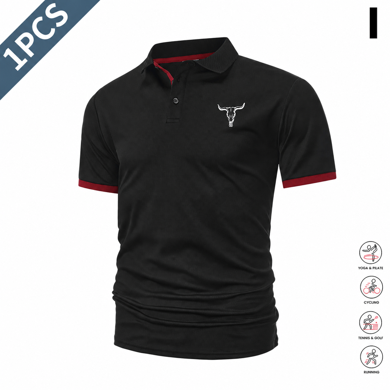 Men's Contrast Short Sleeve Polo Shirts 5-Pack (Quick-Dry/Golf/Tennis/Casual)