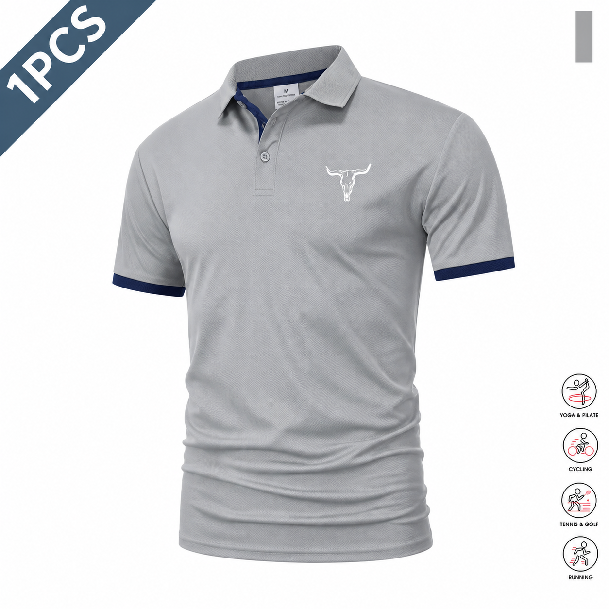 Men's Contrast Short Sleeve Polo Shirts 5-Pack (Quick-Dry/Golf/Tennis/Casual)
