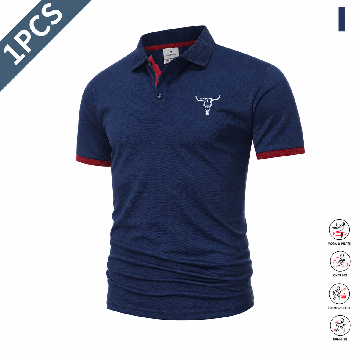 Men's Contrast Short Sleeve Polo Shirts 5-Pack (Quick-Dry/Golf/Tennis/Casual)
