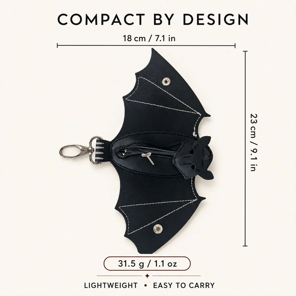 Leather Bat Coin Purse Keychain (Stylish Animal Pouch Gift for Him & Her)