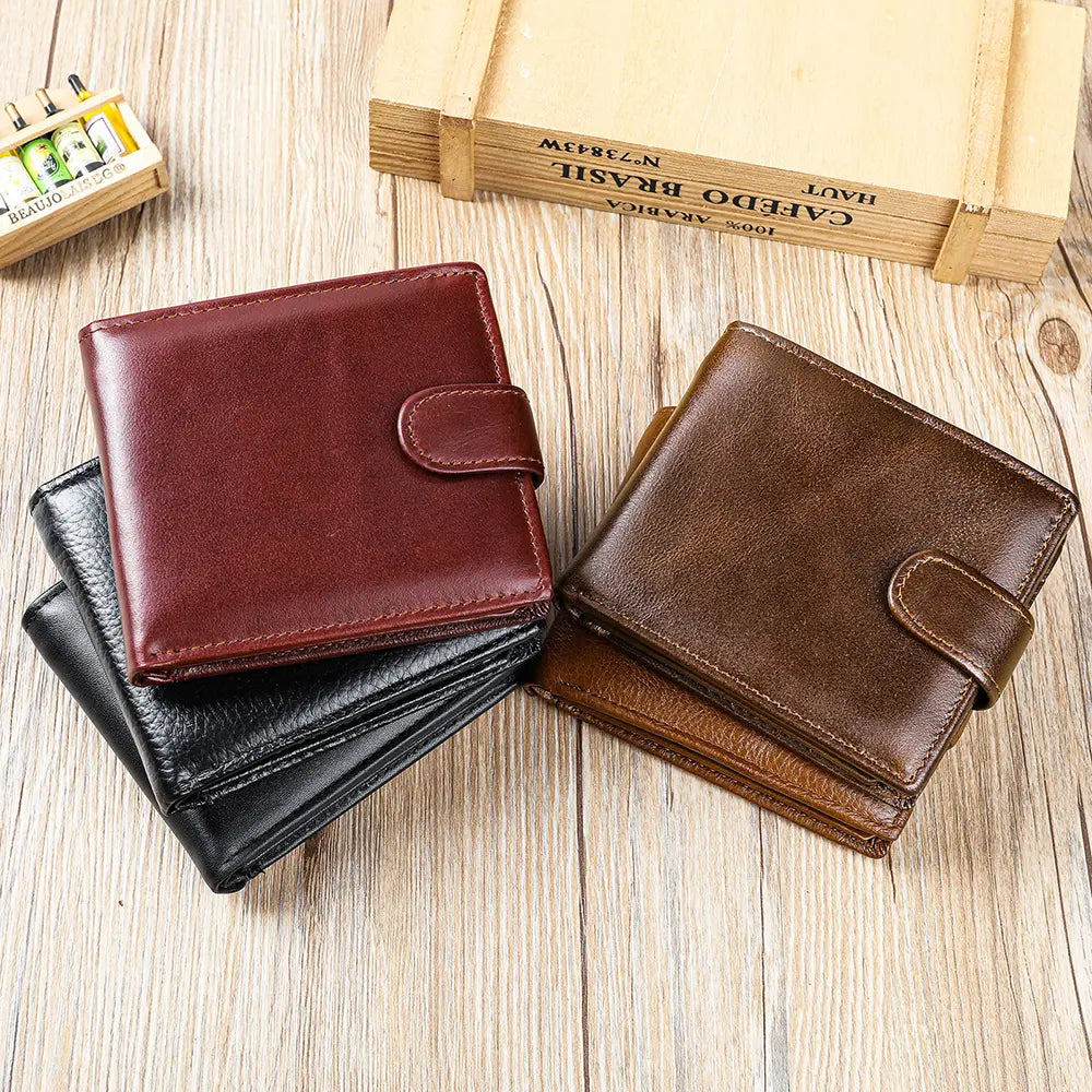 Vintage Men's Top-Grain Leather Bi-Fold Wallet - Classic Shape, Durable Design, Ample Card & Cash Space Money Organizer for Everyday Use, Men's Accessories, Gift for Boyfriend or Him on Birthdays