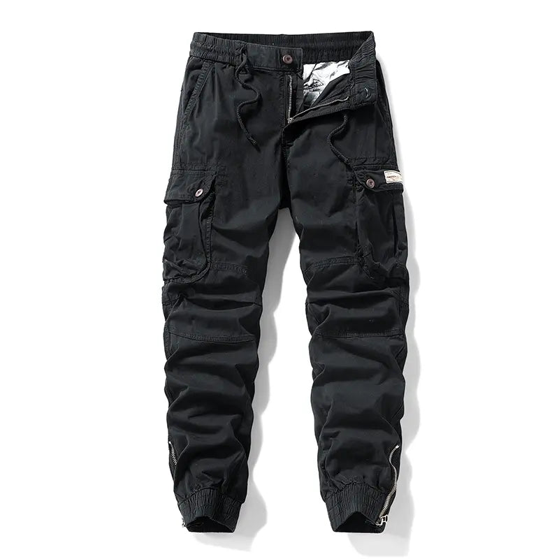 Menswear Fashion Men's Pants - Versatile Functional Cargo Pants for Men, Drawstring Cuffs, Multiple Pockets, Retro Outdoor Casual Style