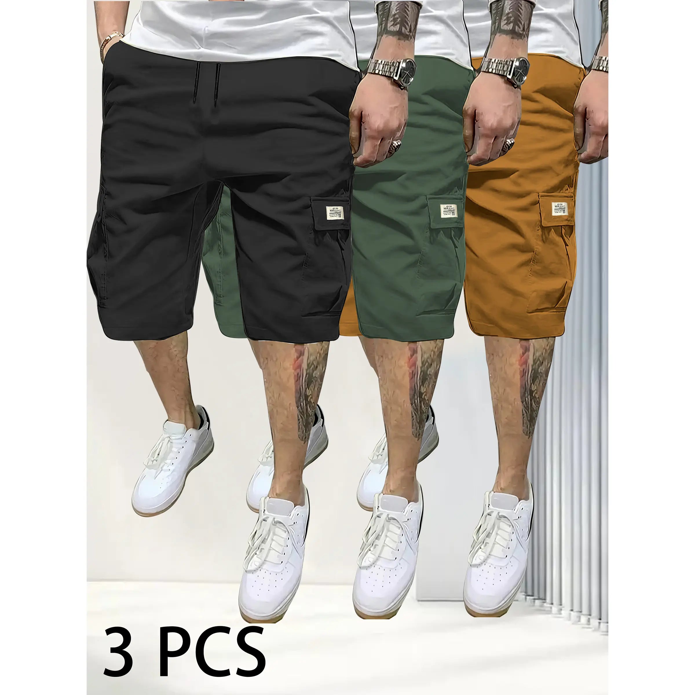 Men's 3-Piece Fitted Casual Shorts Set