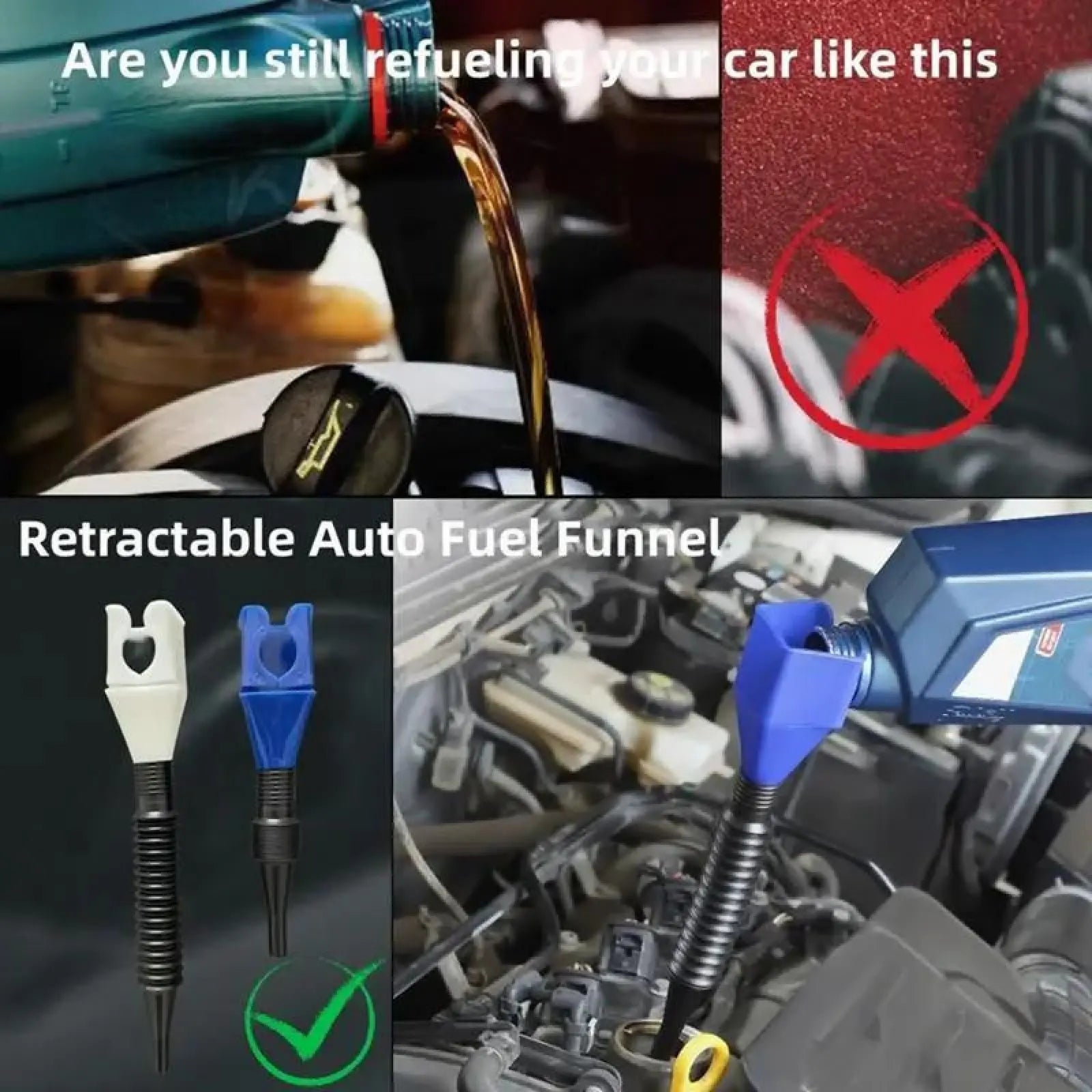 Funnel for Car,Retractable Funnel with Flexible Hose and Filter,Funnel for Oil Change Transfer Tool for Oil,Coolant,Gasoline,For Cars,Motorcycles & Engines.