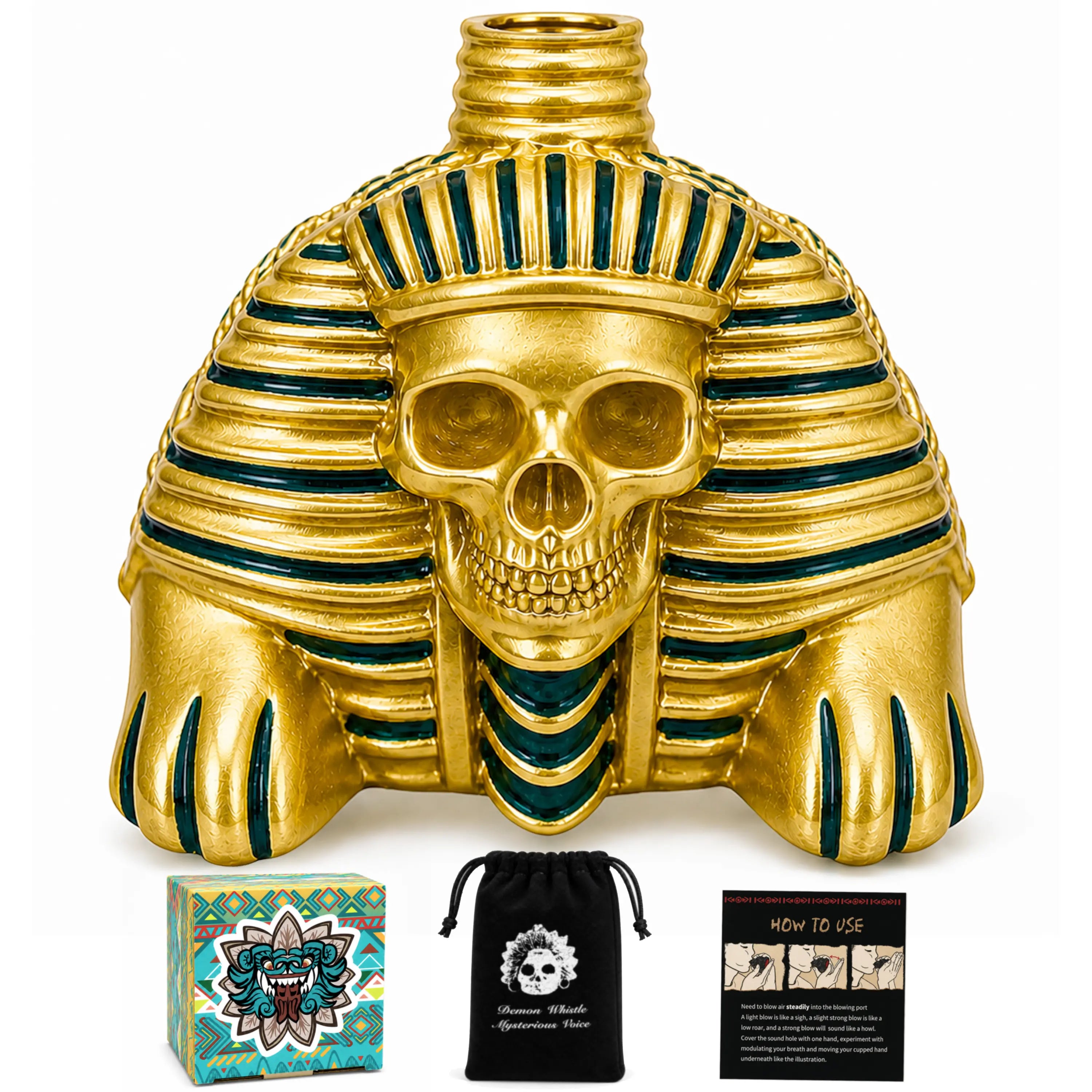 Screaming Aztec Death Whistle by Parsin, Handmade Unique & Loudest Authentic Human Sounding Whistle, Natural Pottery Whistle with Storage Bag, Suitable for Fun Activities & Pranks