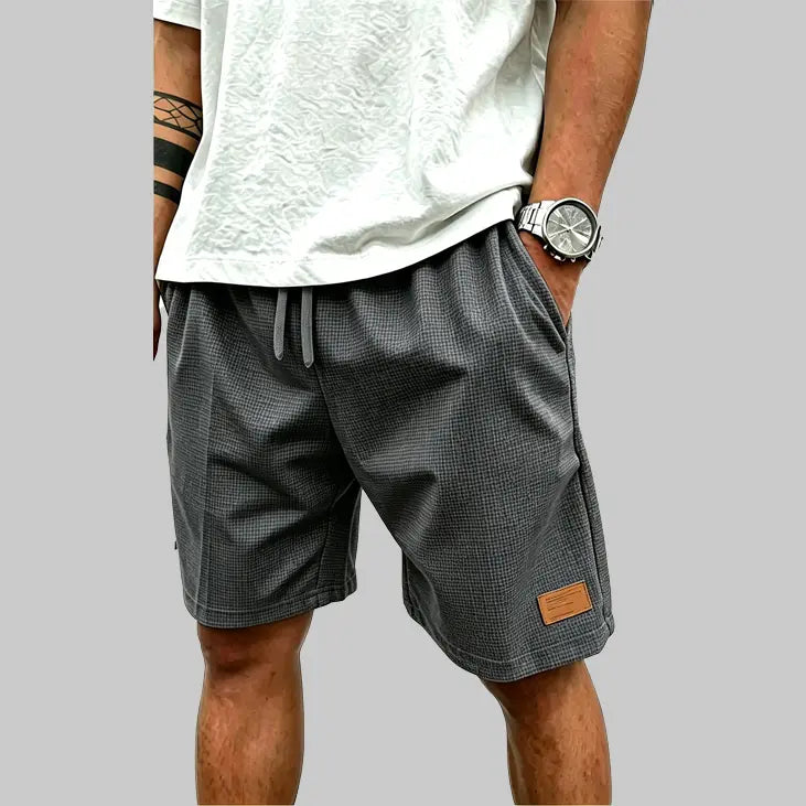 Men's Casual Waffle Athletic Shorts with Drawstring (Loose Fit/Breathable)