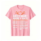 Summer t Shirts Funny Mechanic Hourly Rate Auto Repair Mechanic Labor Rates T-Shirt